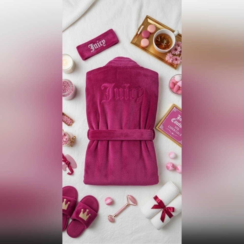 Juicy Couture Pink Plush Robe L/XL NWT